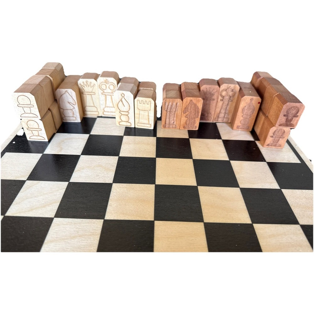 Maple Landmark Woodcraft Wood Chess Board & Pieces VTG New Vermont Oak Maple